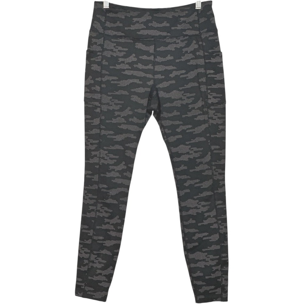 AVIA Womens Leggings Fleece Lined Black Camouflage Pockets Performance Workout M